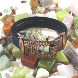 Navy Blue Leather Buckle Cuff Bracelet - VP's Jewelry
