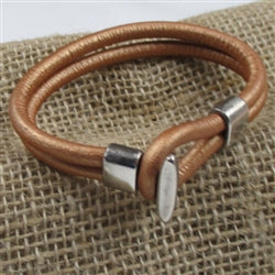 Camel Round Leather Cord Bracelet - VP's Jewelry