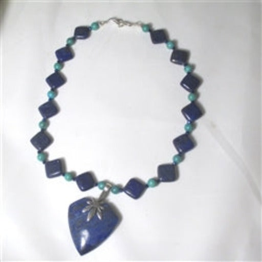Lapis Lazuli and Turquoise Necklace with Lapis Pendant - VP's Jewelry
