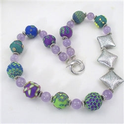 Lovely Lilac Fair Trade Bead Necklace in Samunnet and Amethyst Beads - VP's Jewelry