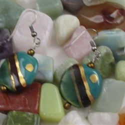 Kazuri Earrings in Peacock Brown and Gold Fair Trade Beads - VP's Jewelry
