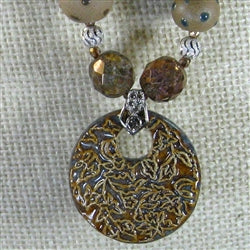 Earthy Pendant Necklace with Oatmeal Handmade Pendant - VP's Jewelry