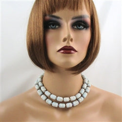 Aqua Bead Necklace Handmade Double Strand Bead Necklace - VP's Jewelry  