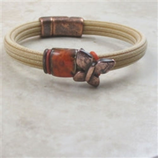Beige Ragaliz Corduroy Rubber Anklet - VP's Jewelry 