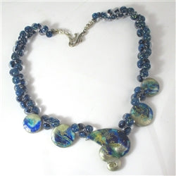 Blue Bead Necklace Artisan Handmade - VP's Jewelry  