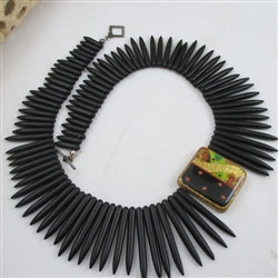 Black Collar Stick Bead Necklace - VP's Jewelry