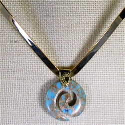 Gold Necklace with Gemstone Pendant Neck Wire Style - VP's Jewelry