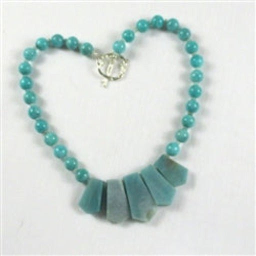 Aqua Amazonite Necklace Intriguing Design - VP's Jewelry