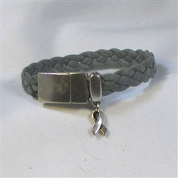 Grey Awareness Leather Bracelet Braided - VP's Jewelry