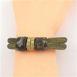 Gold Metallic Cord Bracelet with Black Accent - VP's Jewelry