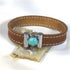 Man's Natural Leather Bracelet with Turquoise Inlaid Clasp - VP's Jewelry