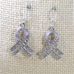 Crystal Rhinestone Awareness Ribbon Earrings - VP's Jewelry