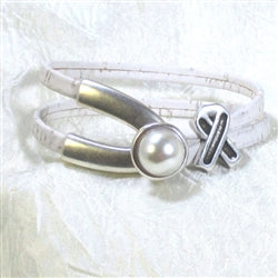 White Lung Cancer Awareness Portuguese Cork Bracelet - VP's Jewelry