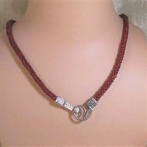 Brown Braided Leather Necklace for a Man - VP's Jewelry