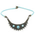 Antique Brass & Aqua Leather Necklace - VP's Jewelry 