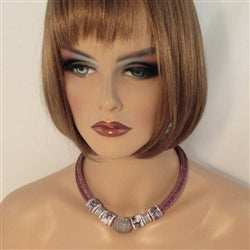 Maroon Metallic Cord & Ceramic Handmade Necklace - VP's Jewelry