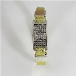 Gold Leather Bracelet with Crystyal Bar - VP's Jewelry