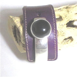 Wide Cuff Leather Bracelet Silver & Black Accent - VP's Jewelry