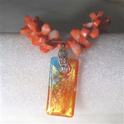 Melon Teardrop Gemstone Bead Necklace with Handmade Pendant - VP's Jewelry
