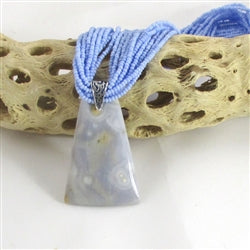 Powder Blue Multi-strand Necklace with Ocean Jasper Pendant - VP's Jewelry
