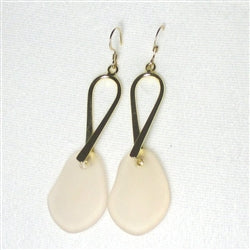 Sweet Peach Sea Glass Drop Earrings Gold - VP's Jewelry