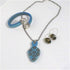 Turquoise Kazuri Pendant Necklace, Earring & Regaliz Bracelet - VP's Jewelry