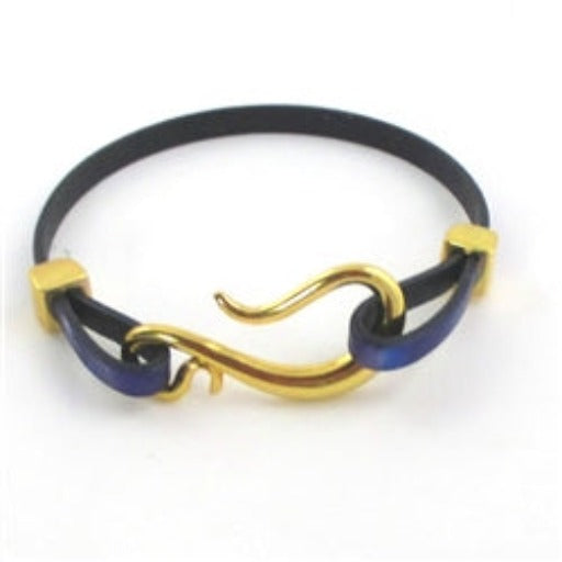 Narrow Leather Bracelet with Fish Hook Clas - VP's Jewelry