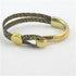 Black & Gold Leather Bracelet with Gold Half Cuff - VP's Jewelry