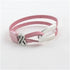 Pale Pink Wishbone Design Awareness Leather Bracelet Unisex - VP's Jewelry