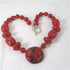 Bold Bright Red Beaded Pendant Necklace Fair Trade Kazuri Bead - VP's Jewelry