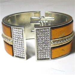 Buy wide metallic leather crystal cuff bangle bracelet