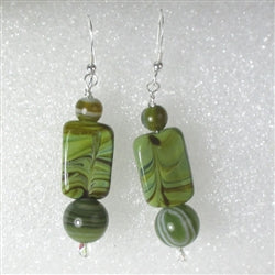 Green Line Agate Drop Earrings