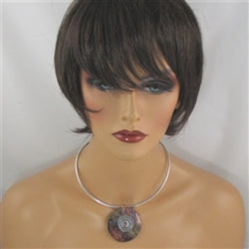 Handmade Multi Colored Raku Artisan Pendant on Silver Choker - VP's Jewelry
