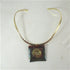 Handmade Multi Luster Raku Pendant Spiral Bail Gold Choker - VP's Jewelry