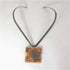 Gunmetal Choker with Handmade Orange Wash Raku Glazed Pendant - VP's Jewelry