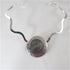 Big Bold Antique Silver Spiral Round Pendant Choker  Wavy Neck Ring