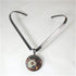 Gunmetal Choker with Handmade Rust Luster Raku Glazed Pendant - VP's Jewelry