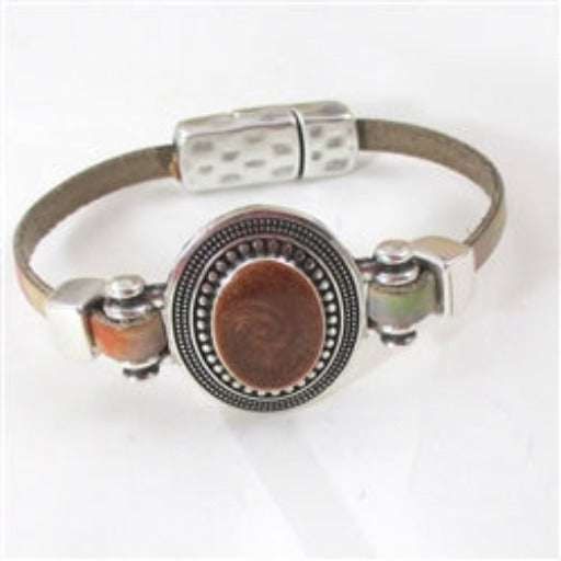 Pastel Multi-colored Leather Bracelet with Boho Accent - VP's Jewelry