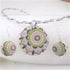 Silver Neck Wire with Handmade Retro Dahlia Ceramic Pendant & Earrings - VP's Jewelry