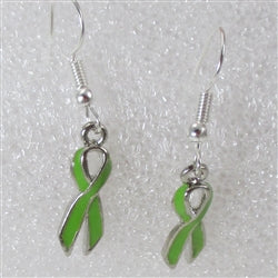 Lime green  ribbon charm earrings