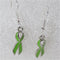 Lime green  ribbon charm earrings