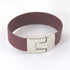 Wide soft burgundy leather bracelet for a woman