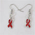 Small red awareness ribbon earrings