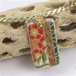 Red Hand Carved Terracotta Flower Pendant on Gold Choker - VP's Jewelry