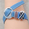 Light Blue Leather Cord Awareness Ribbon Bracelet Buckle Clasp - VP's Jewelry