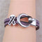 Orchid Awareness Stitched Flat Leather Bracelet - VP's Jewelry