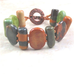 Earth-tone Handmade Kazuri Bead Cuff Bangle Bracelet - VP's Jewelry