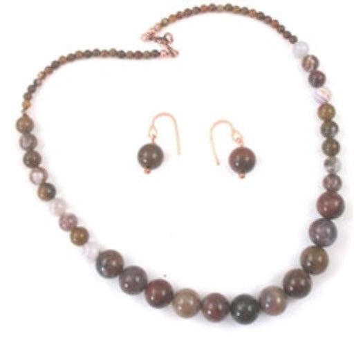 Buy Aqua Nueva Agate Gemstone Beaded Necklace & Earrings