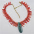 Handmade Pink Bead Necklace with Blue Green Gemstone Pendant - VP's Jewelry