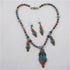 Boho Tibetan Turquoise Inlay Pendant Necklace & Earrings - VP's Jewelry